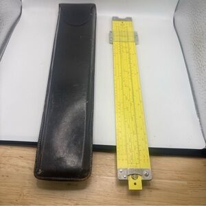 Pickett Model N-500-ES Slide Rule 1962 W/ Leather Case & Plastic Sleeve